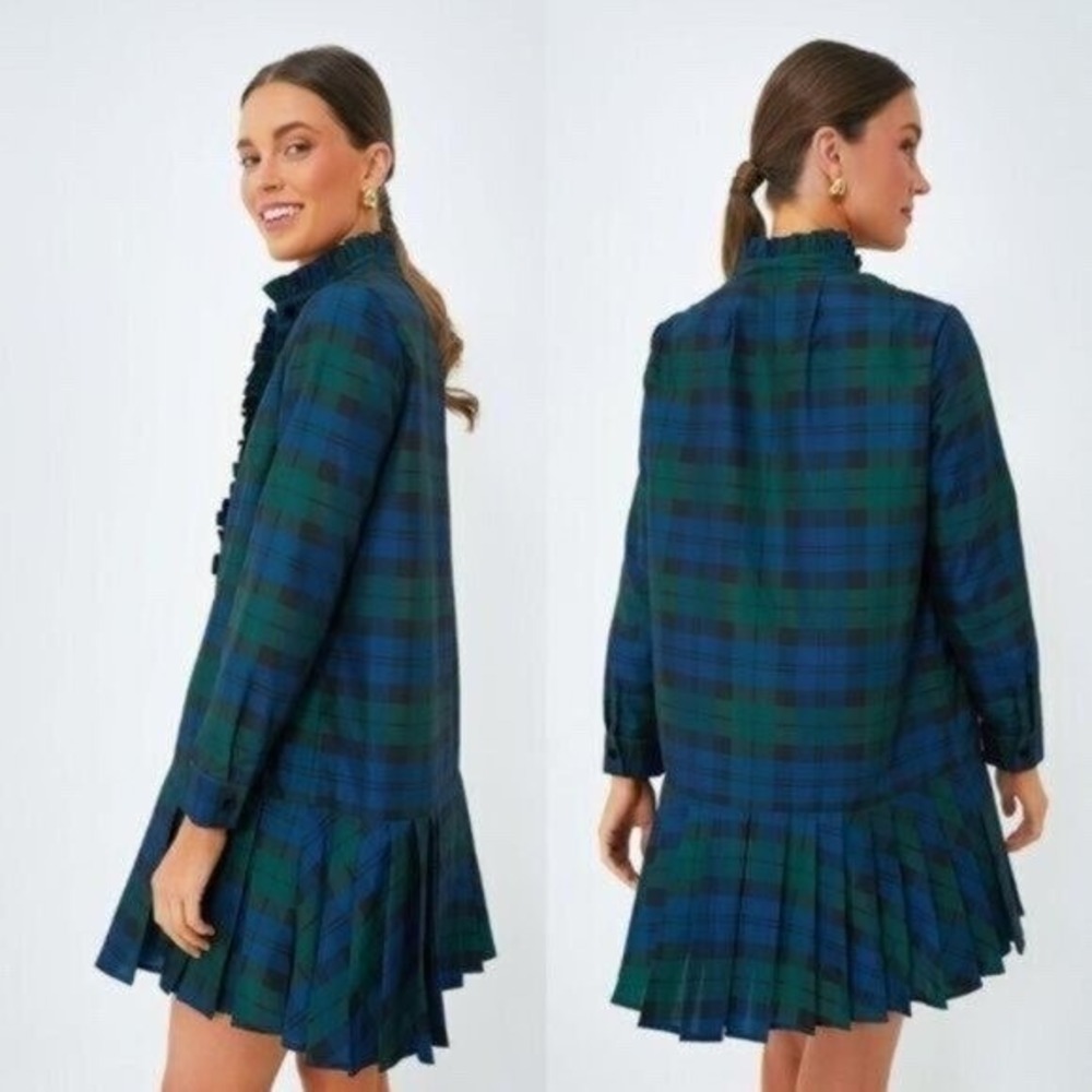 Tuckernuck Blackwatch Tate Plaid Academia Long Sleeve Mini Dress Size XXL NWT